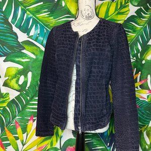 Express Women’s Medium Purple Faux Alligator Texture Zip Softshell Jacket